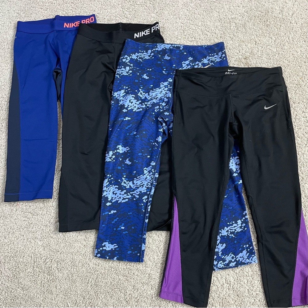 BIG LOT Women's NIKE UNDER ARMOUR Cropped YOGA Exercise WORK OUT 4 Pair LEGGINGS